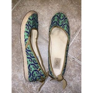 UGG Australia Shoes Indah Marrakech Ballet Flats 1002691 Green Fabric Women Sz 9